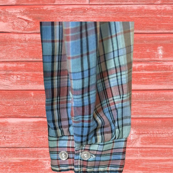 Vintage 1980's Plaid Button Down Shirt Lightweight Step Up Brand Western S/M - Picture 4 of 5